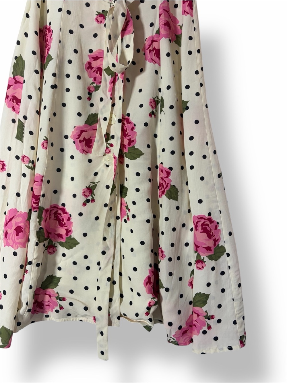 LPA Bambina Dress in Dotty Rose Floral Polkadot Button Front Belted Midi S - Picture 8 of 9